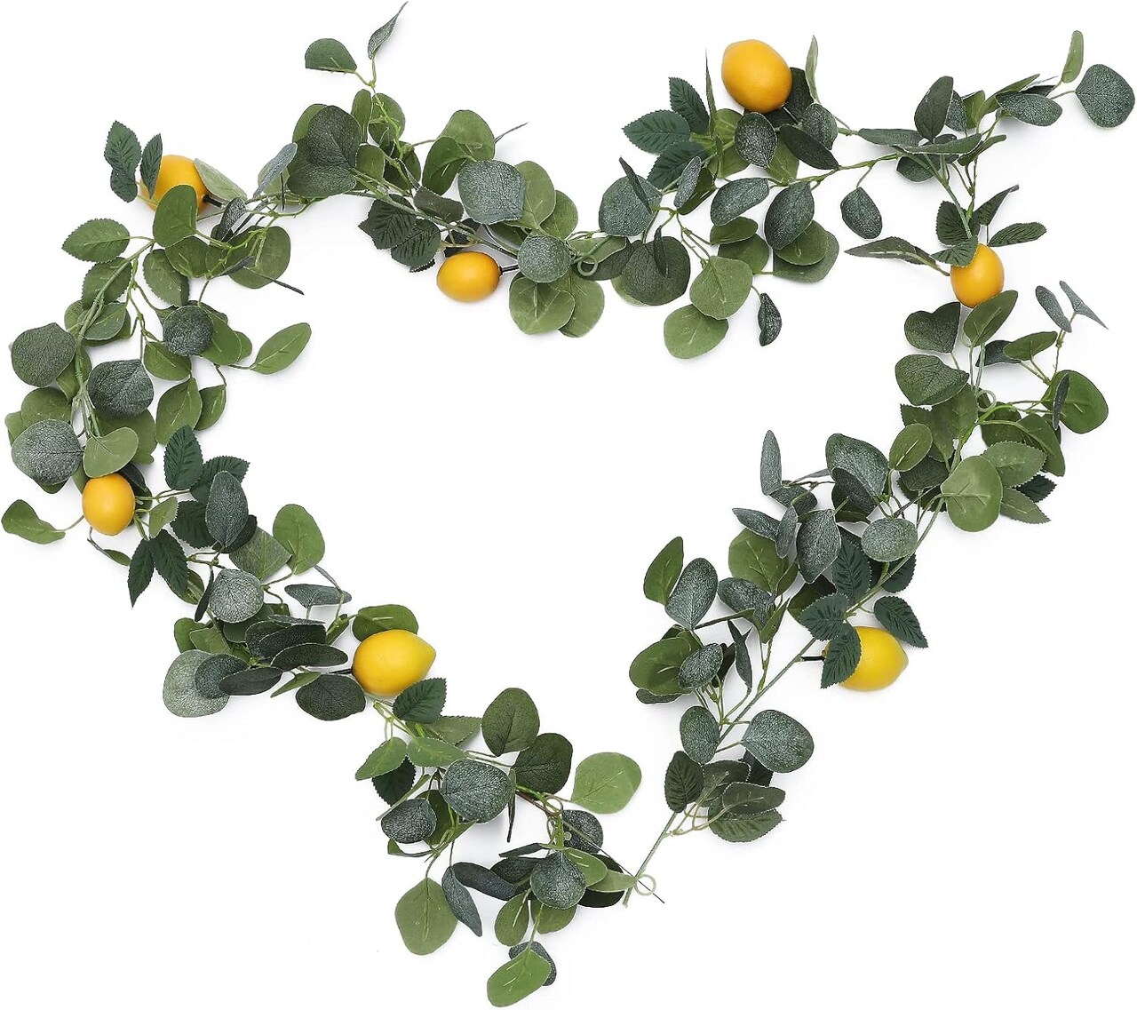 Artificial Lemon Greenery Garland Faux Spring Summer Eucalyptus Garland with Lemons Fake Fruit Vine Garland Wreath for Front Door Wall Table Kitchen Home Wedding Decor